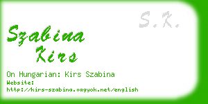 szabina kirs business card